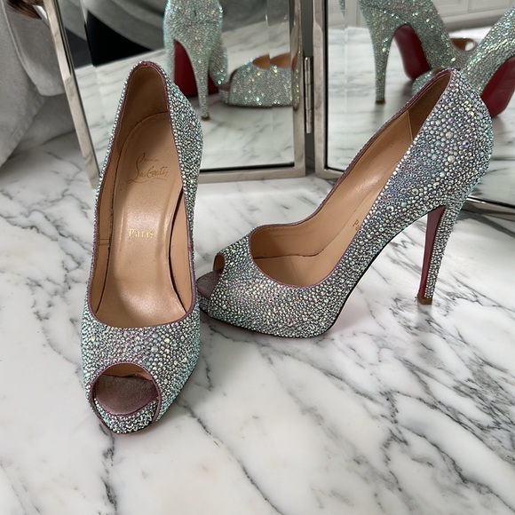 Christian Louboutin Swarovski Crystal Embellished Peep Toe size 39 - Picture 1 of 10